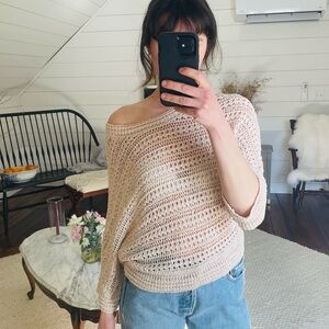 Rayon off the shoulder knit sweater top